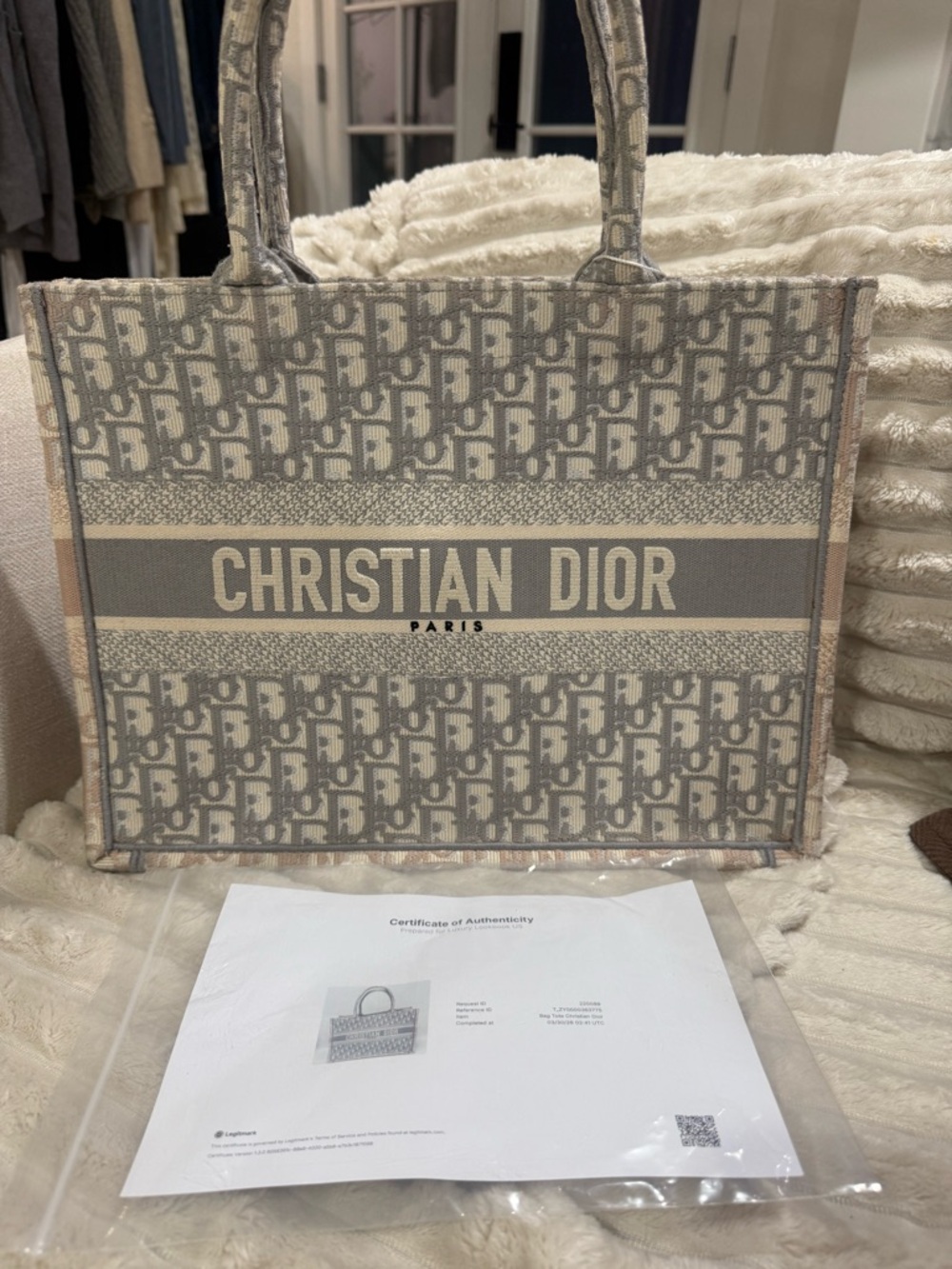 Dior Beige & Gray Logo Canvas Tote
